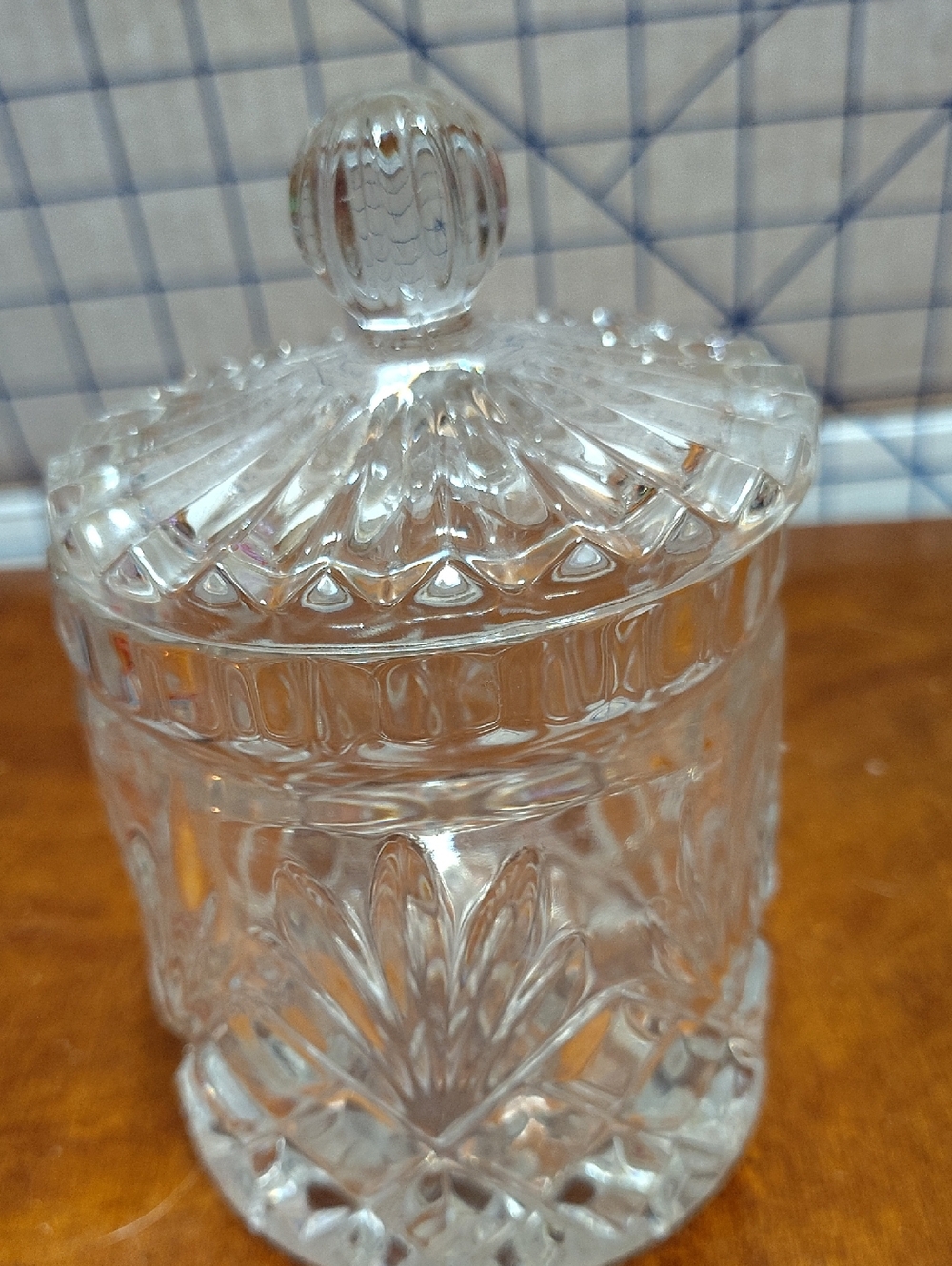 Clear Cut Glass Candy Jar with Lid